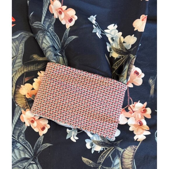 Bespoke Shirt Mens Floral Long Sleeve Navy Red White 4XL Flip Cuff Hawaiian - Picture 11 of 11